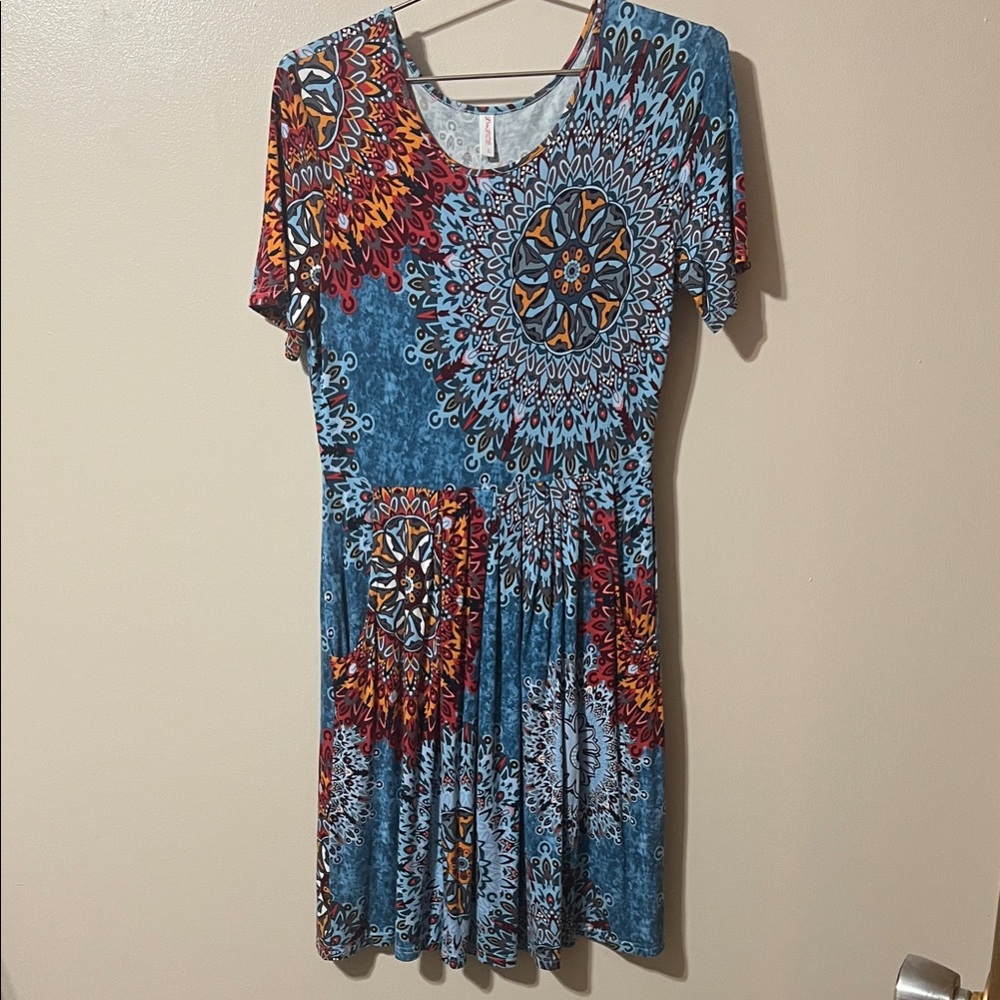 Bohemian Short Sleeve Dress with Mandala Print